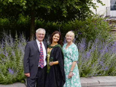 Family pose by some lavender